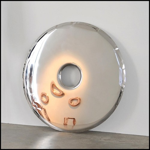 Mirror made in polished stainless steel using bending properties of steel sheets 193-Target 120