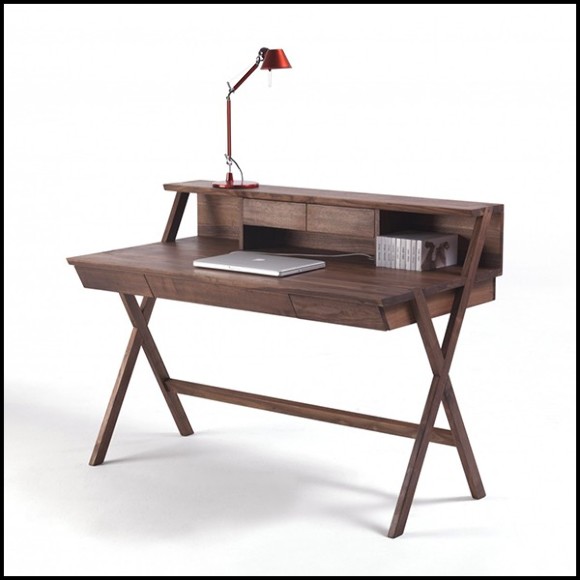 Bureau avec structure en noyer massif et avec 5 tiroirs 154-Colorado