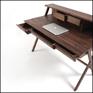 Desk with structure in solid walnut wood with 5 drawers 154-Colorado
