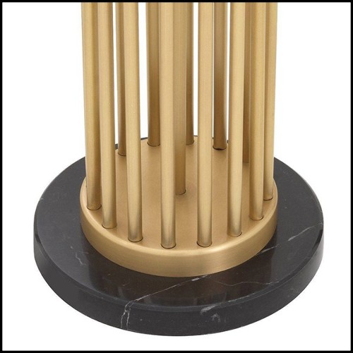 Lampadaire finition antique avec base en marbre noir et abat-jour noir intérieur doublé doré 24-Condo