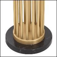Floor Lamp in antique brass finish with black marble base with black shade with gold lining 24-Condo