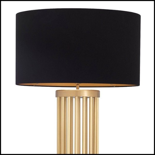 Lampadaire finition antique avec base en marbre noir et abat-jour noir intérieur doublé doré 24-Condo
