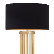 Lampadaire finition antique avec base en marbre noir et abat-jour noir intérieur doublé doré 24-Condo