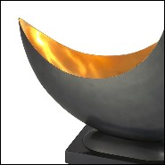 Table lamp in gunmetal finish with inside in polished brass and granite base 24-Half Moon