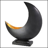Table lamp in gunmetal finish with inside in polished brass and granite base 24-Half Moon