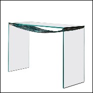 Console table with extra clear glass with leaves printed on fabric under the top 194-Green Leaves