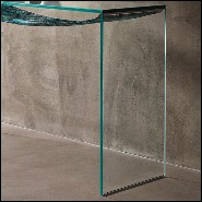 Console table with extra clear glass with leaves printed on fabric under the top 194-Green Leaves