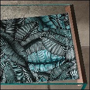 Console table with extra clear glass with leaves printed on fabric under the top 194-Green Leaves
