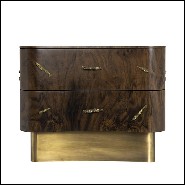 Nightstand in solid walnut veneer with polished brass details and brushed aged brass feet 155-Tarius