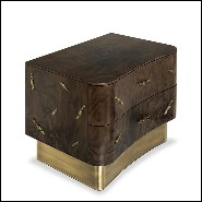 Nightstand in solid walnut veneer with polished brass details and brushed aged brass feet 155-Tarius