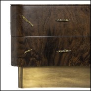 Nightstand in solid walnut veneer with polished brass details and brushed aged brass feet 155-Tarius