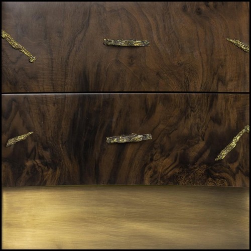 Nightstand in solid walnut veneer with polished brass details and brushed aged brass feet 155-Tarius