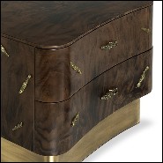 Nightstand in solid walnut veneer with polished brass details and brushed aged brass feet 155-Tarius