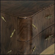 Nightstand in solid walnut veneer with polished brass details and brushed aged brass feet 155-Tarius