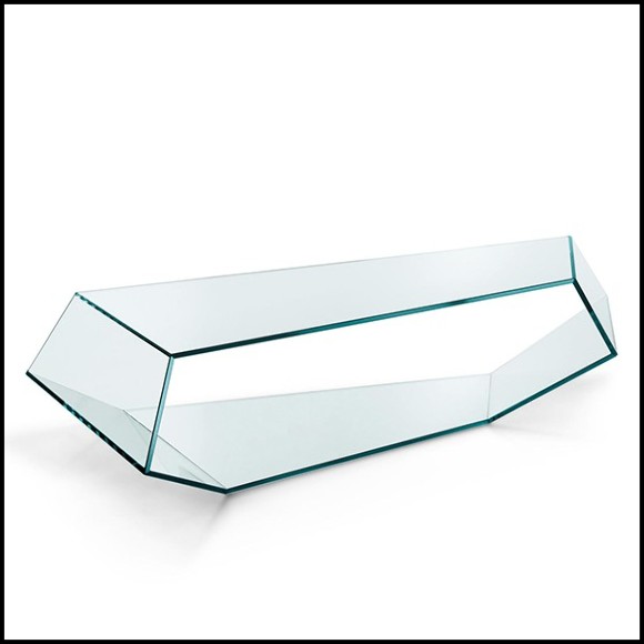 Coffee table with trapezoidal shape made with clear glass 194-Trapez Glass