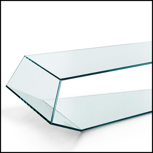 Coffee table with trapezoidal shape made with clear glass 194-Trapez Glass