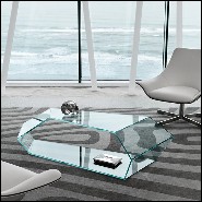Coffee table with trapezoidal shape made with clear glass 194-Trapez Glass