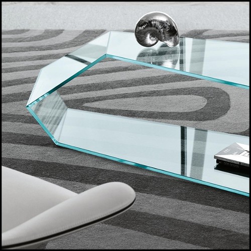 Table basse avec forme trapezoïdale avec structure en verre claire 194-Trapez Glass