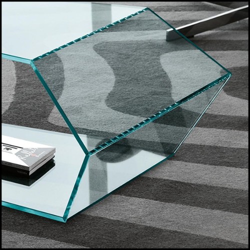 Table basse avec forme trapezoïdale avec structure en verre claire 194-Trapez Glass