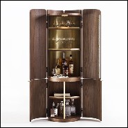 Bar in solid walnut wood covered with solid brass in brushed finish with USB rechargeable LED light 163-Adria