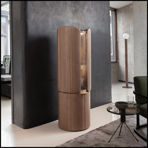 Bar en noyer massif avec laiton massif finition brossé et lumière Led rechargeable avec USB 163-Adria