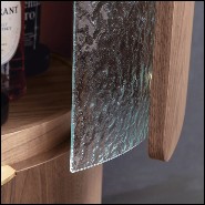 Bar en noyer massif avec laiton massif finition brossé et lumière Led rechargeable avec USB 163-Adria