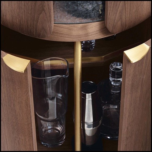 Bar en noyer massif avec laiton massif finition brossé et lumière Led rechargeable avec USB 163-Adria