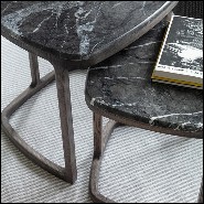 Side table set of 2 in solid ashwood in stained coffee finish with marble top 163-Asher Set of 2