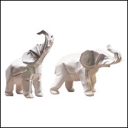 Sculptures all in white ceramic 195-elephants set of 2