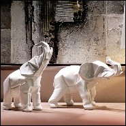 Sculptures all in white ceramic 195-elephants set of 2
