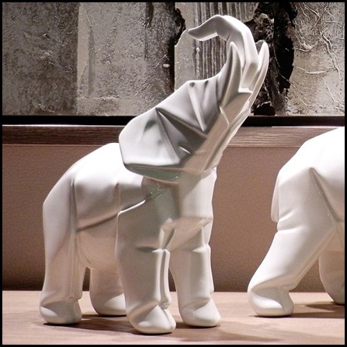 Sculptures all in white ceramic 195-elephants set of 2