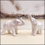 Sculptures all in white ceramic 195-elephants set of 2