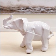 Sculptures all in white ceramic 195-elephants set of 2