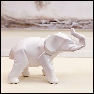Sculptures all in white ceramic 195-elephants set of 2
