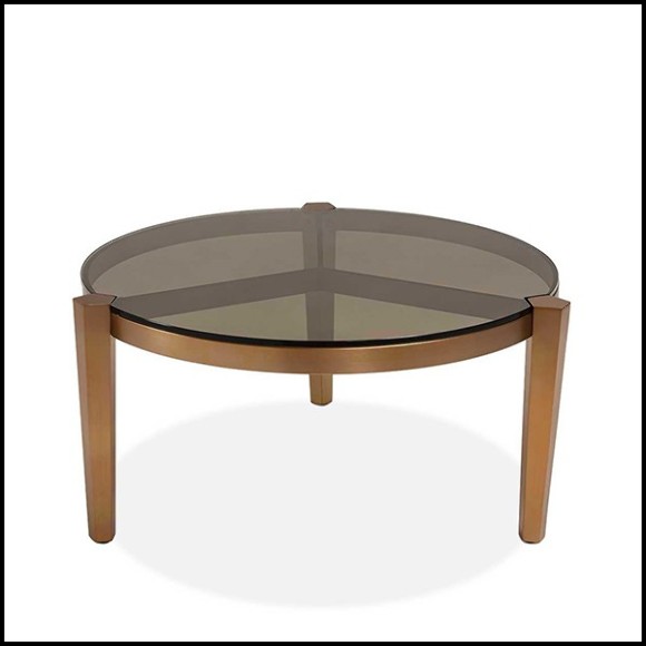 Table basse avec structure en acier finition bronze avec plateau en verre fumé 162-Evoca