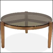 Table basse avec structure en acier finition bronze avec plateau en verre fumé 162-Evoca