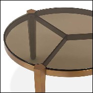 Table basse avec structure en acier finition bronze avec plateau en verre fumé 162-Evoca