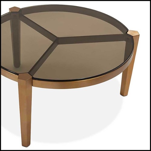 Table basse avec structure en acier finition bronze avec plateau en verre fumé 162-Evoca