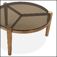 Table basse avec structure en acier finition bronze avec plateau en verre fumé 162-Evoca