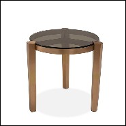 Table d'appoint finition bronze avec plateau en verre fumé 162-Evoca