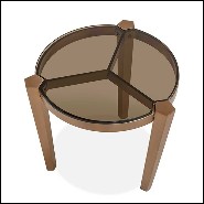 Side Table in bronzage finish and with smocked glass top 162-Evoca