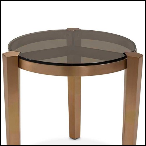 Table d'appoint finition bronze avec plateau en verre fumé 162-Evoca