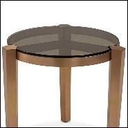 Table d'appoint finition bronze avec plateau en verre fumé 162-Evoca