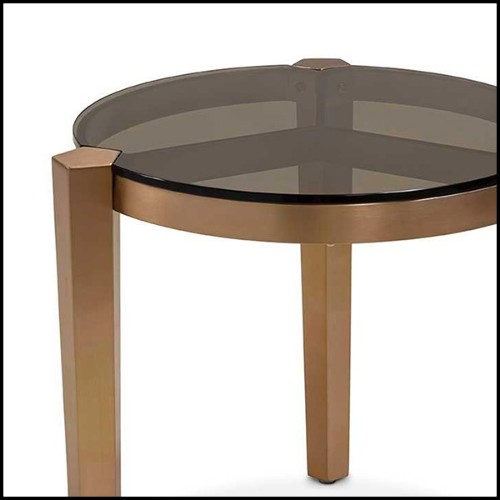 Side Table in bronzage finish and with smocked glass top 162-Evoca