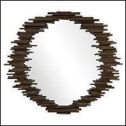 Mirror with structure in solid hand carved mahogany wood in bronzage finish 119-Parment