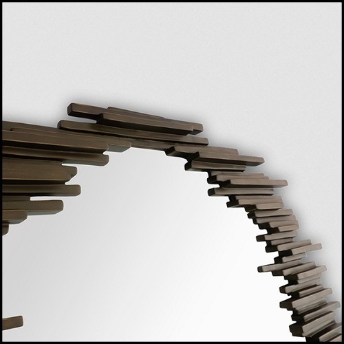 Mirror with structure in solid hand carved mahogany wood in bronzage finish 119-Parment