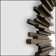 Mirror with structure in solid hand carved mahogany wood in bronzage finish 119-Parment