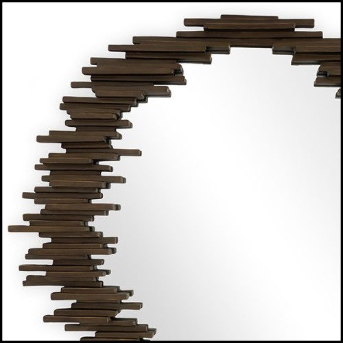 Mirror with structure in solid hand carved mahogany wood in bronzage finish 119-Parment