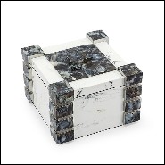 Boîte avec structure en bois peinte à la main avec inserts d'agate naturelle 162-Agate