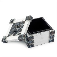 Box in hand-painted wood and with natural agate stone inserts 162-Agate